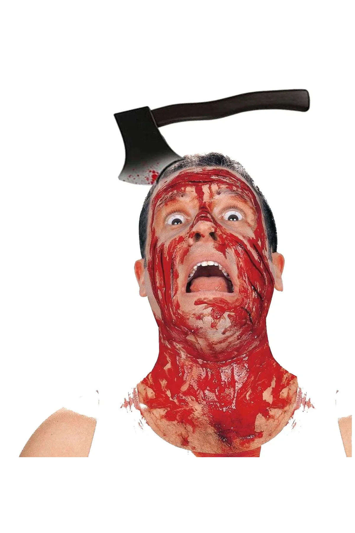 Kafaya Saplanmış Halloween Kanlı Balta Şaka Tacı Kafaya Saplanmış Halloween Kanlı Balta Şaka Tacı