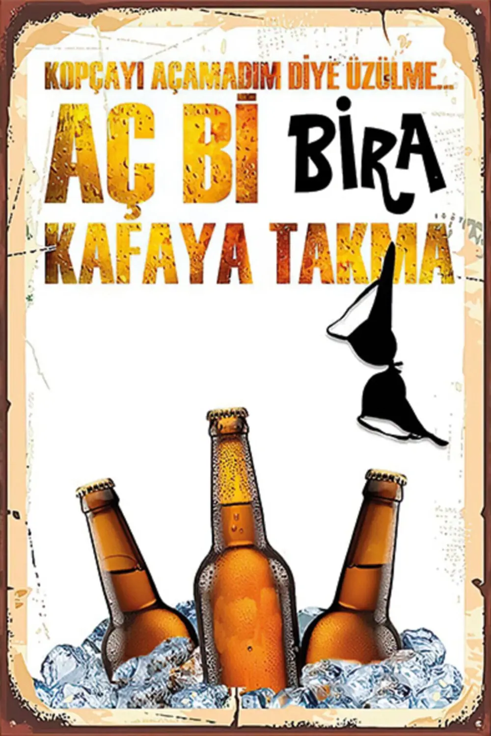 Kafaya Takma Retro Ahşap Poster