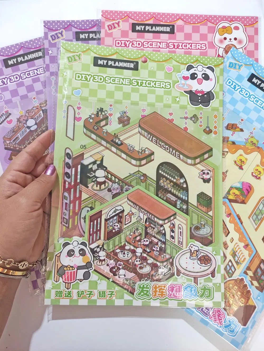 Kafe Dükkan izometrik Sticker Yapım Seti 3d Etiket Yapışkanlı Çık