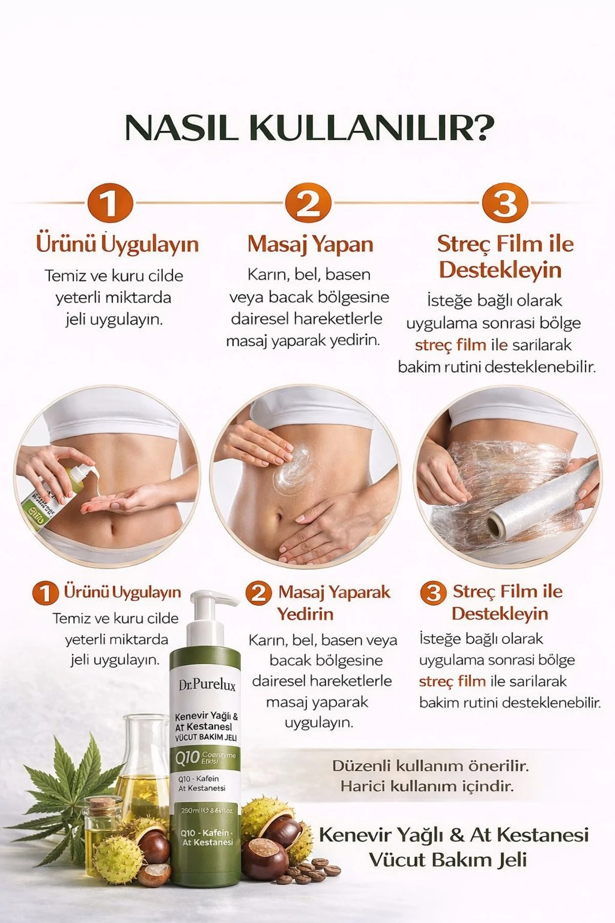 Kafein & At Kestanesi İçeren - Sıkılaştırıcı Selülit Jeli – Rahat