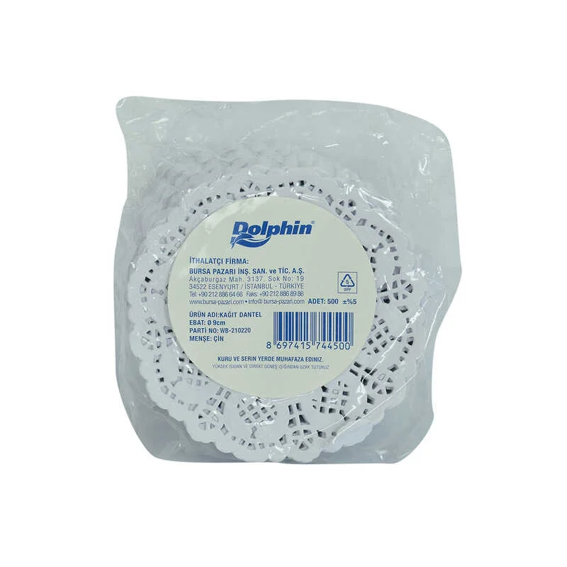 Kağıt Bardak Altlığı 9 Cm Dantel Desenli Beyaz 500  1 Paket