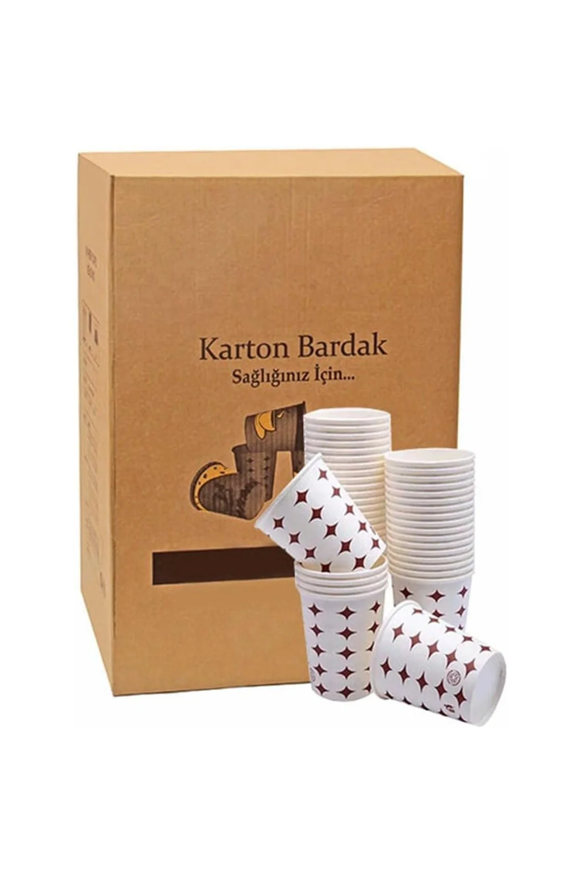 Kağıt Karton Bardak Tek Kullanımlık Çay Kahve Bardağı - 7 Oz - 30
