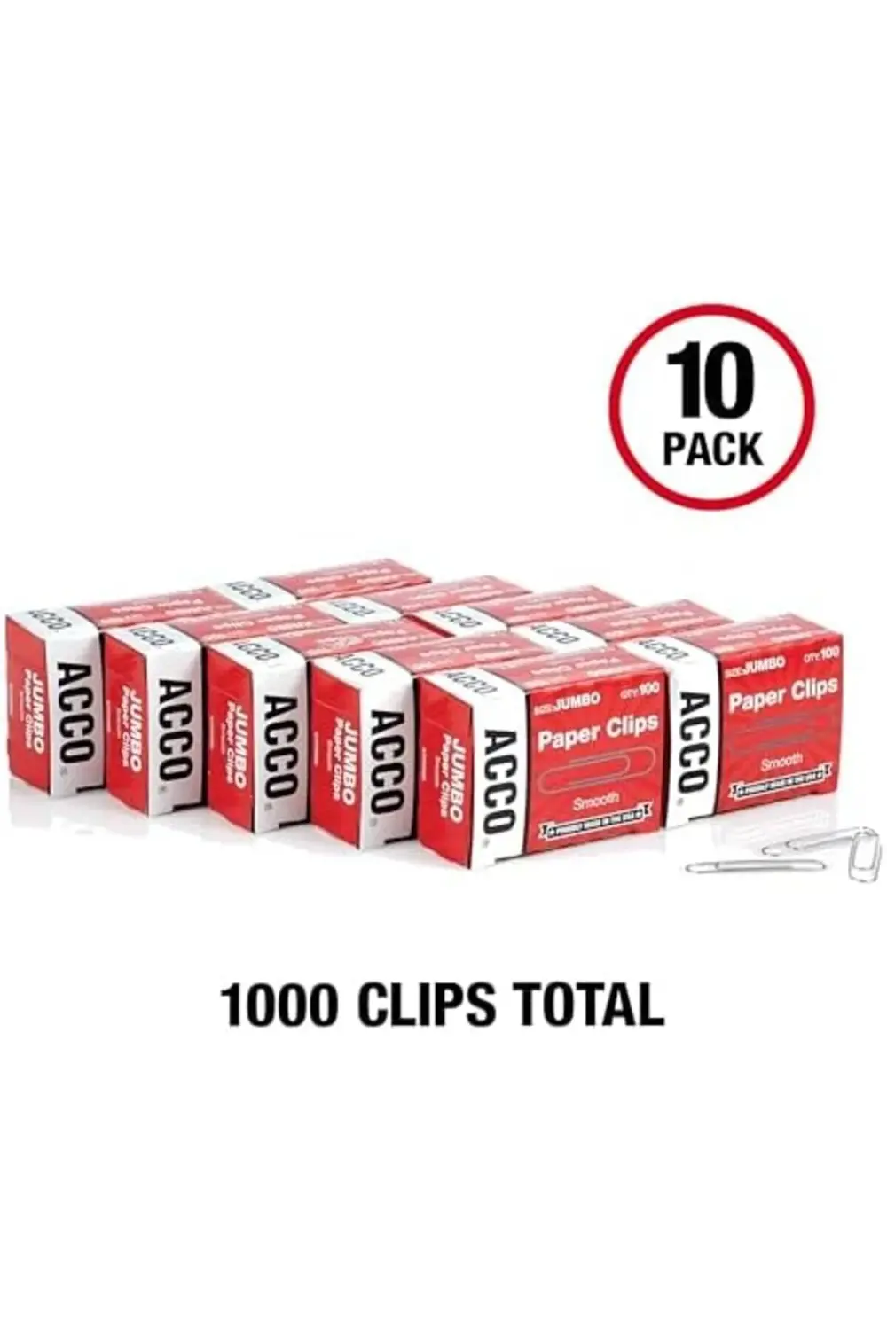 Kağıt Klipleri,, Pürüzsüz, Ekonomi, 10 Kutu, 100/Kutu (72580),Güm