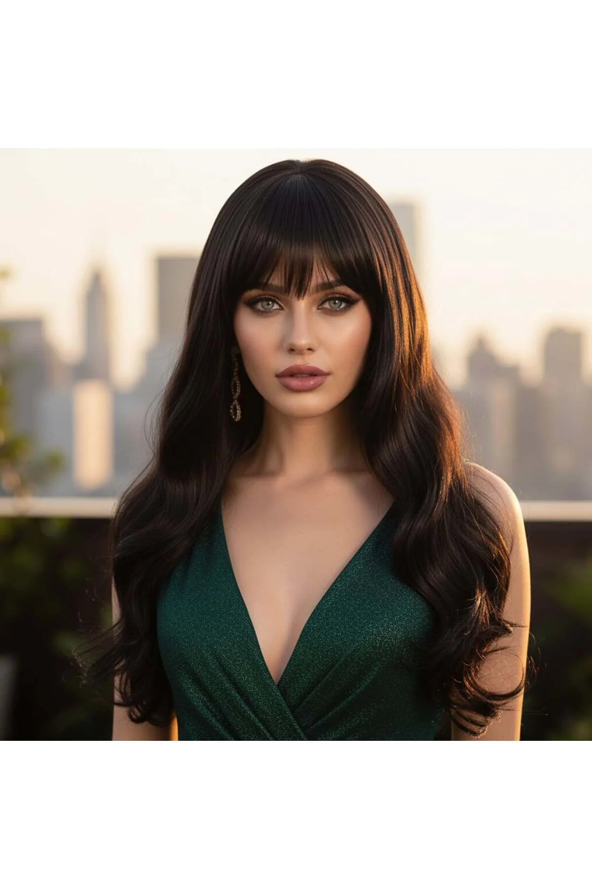 Kahküllü Uzun Dalgalı Fiber Sen Peruk / Kahverengi