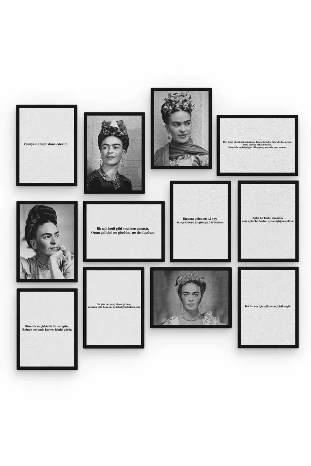 Kahlo 12 Parça Ahşap Mdf Tablo Zlltb199