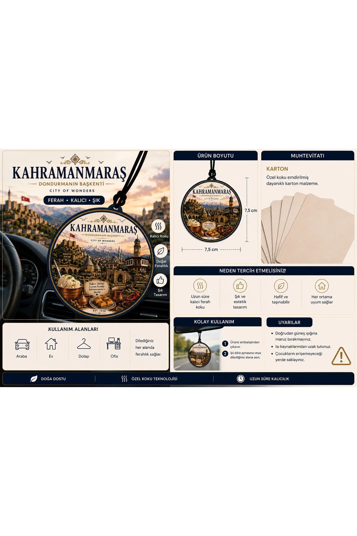 Kahramanmaraş Şehri Tasarımlı Oto Kokusu,Araba Kokusu,Oto Aksesua
