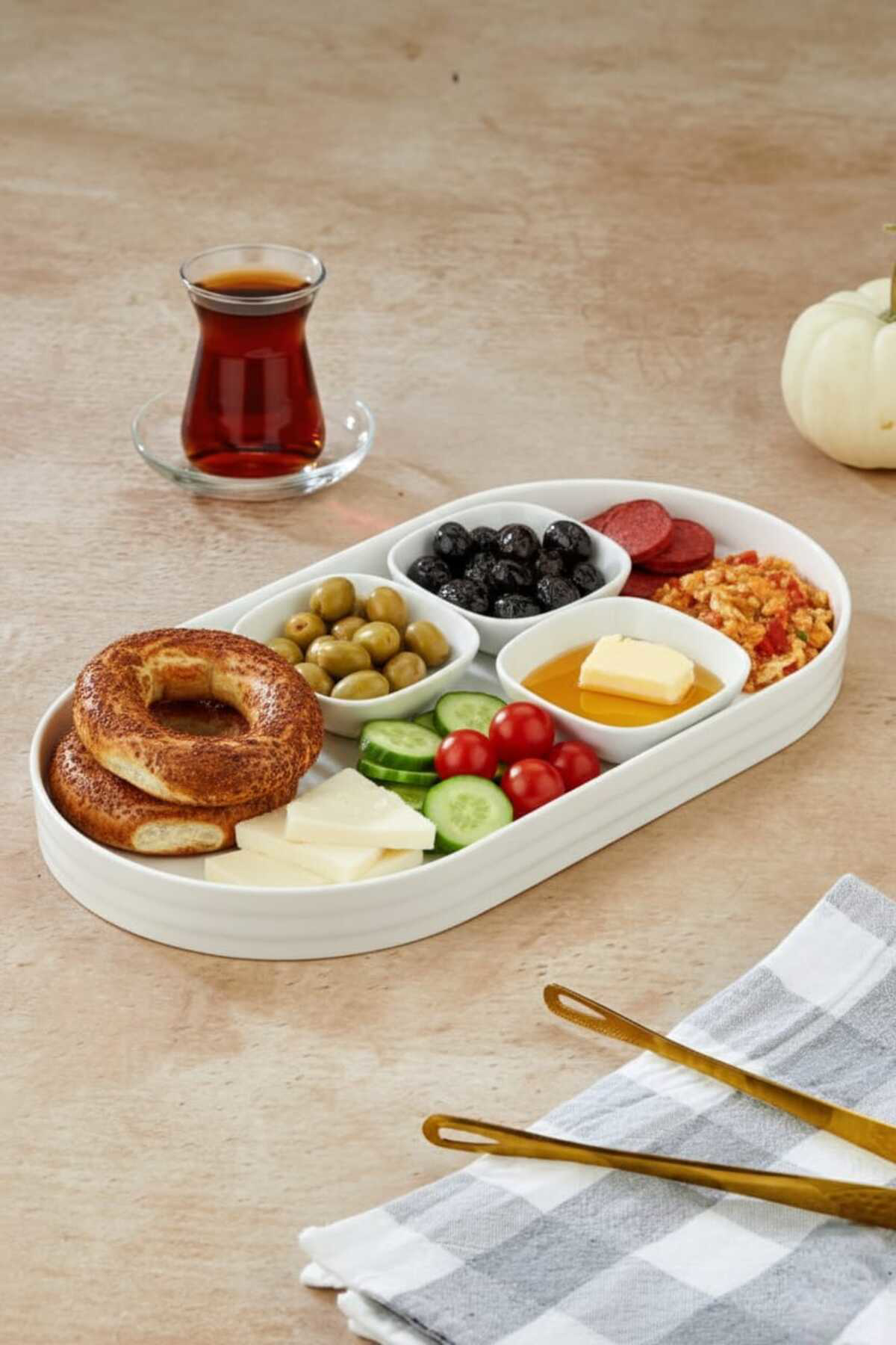 Kahvaltı ve Sunum İçin Porselen Servis Tabağı 36,5x19 cm