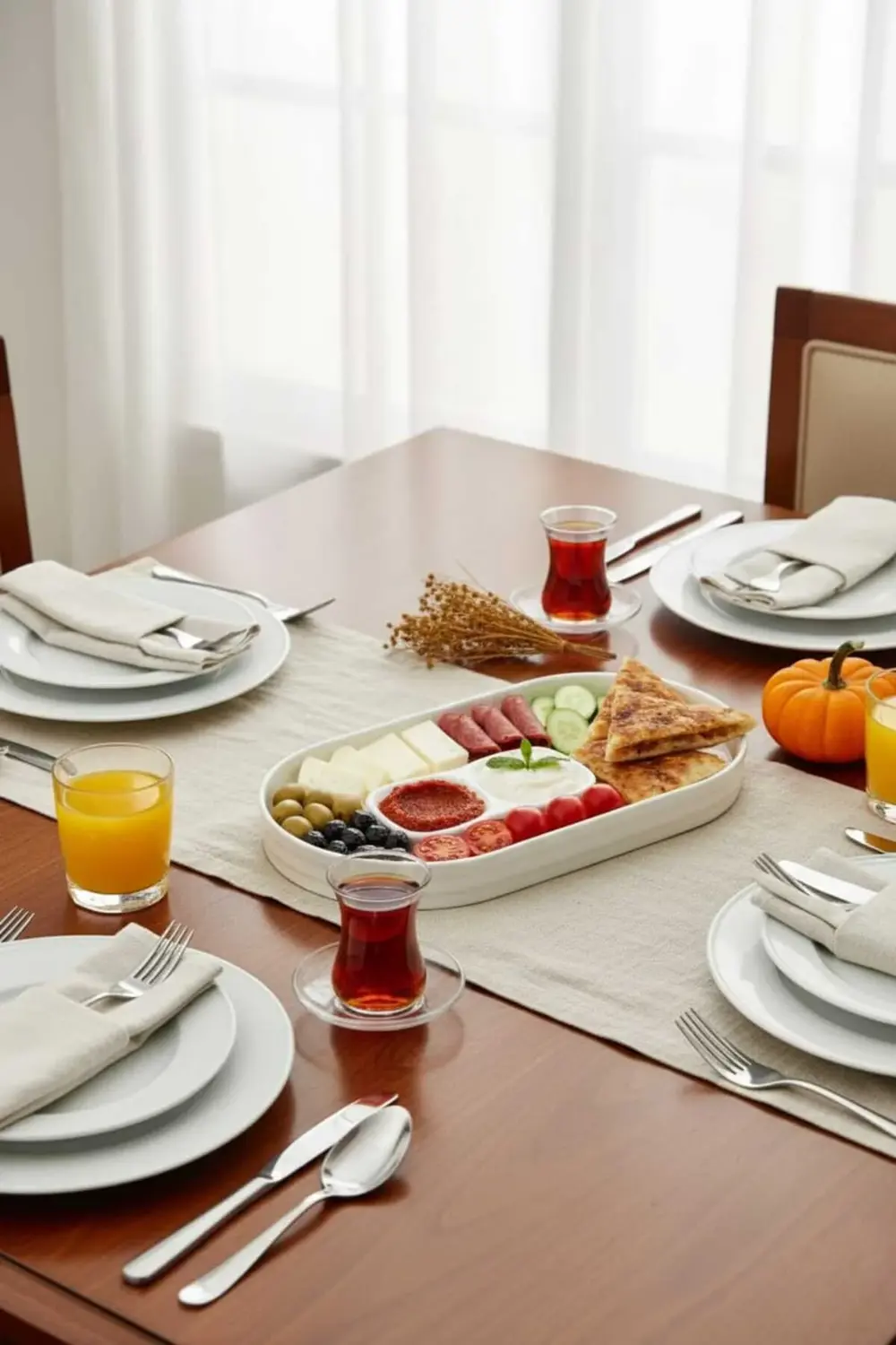 Kahvaltı ve Sunum İçin Porselen Servis Tabağı 32,5x17 cm