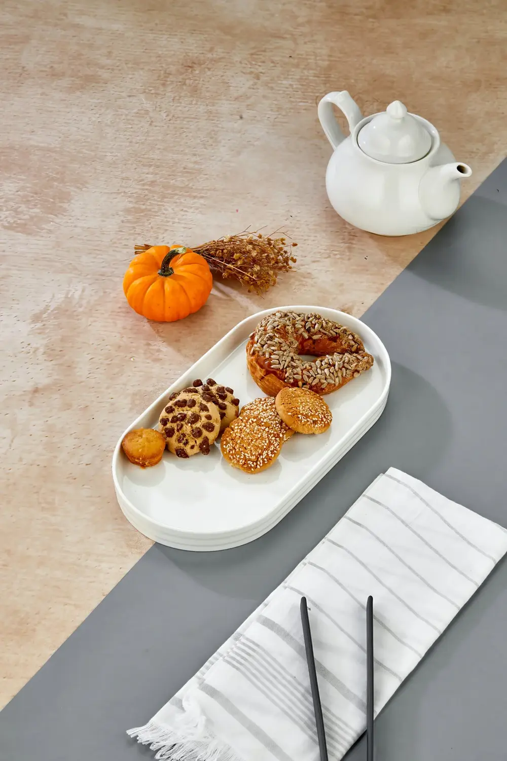 Kahvaltı ve Sunum İçin Porselen Servis Tabağı 32,5x17 cm