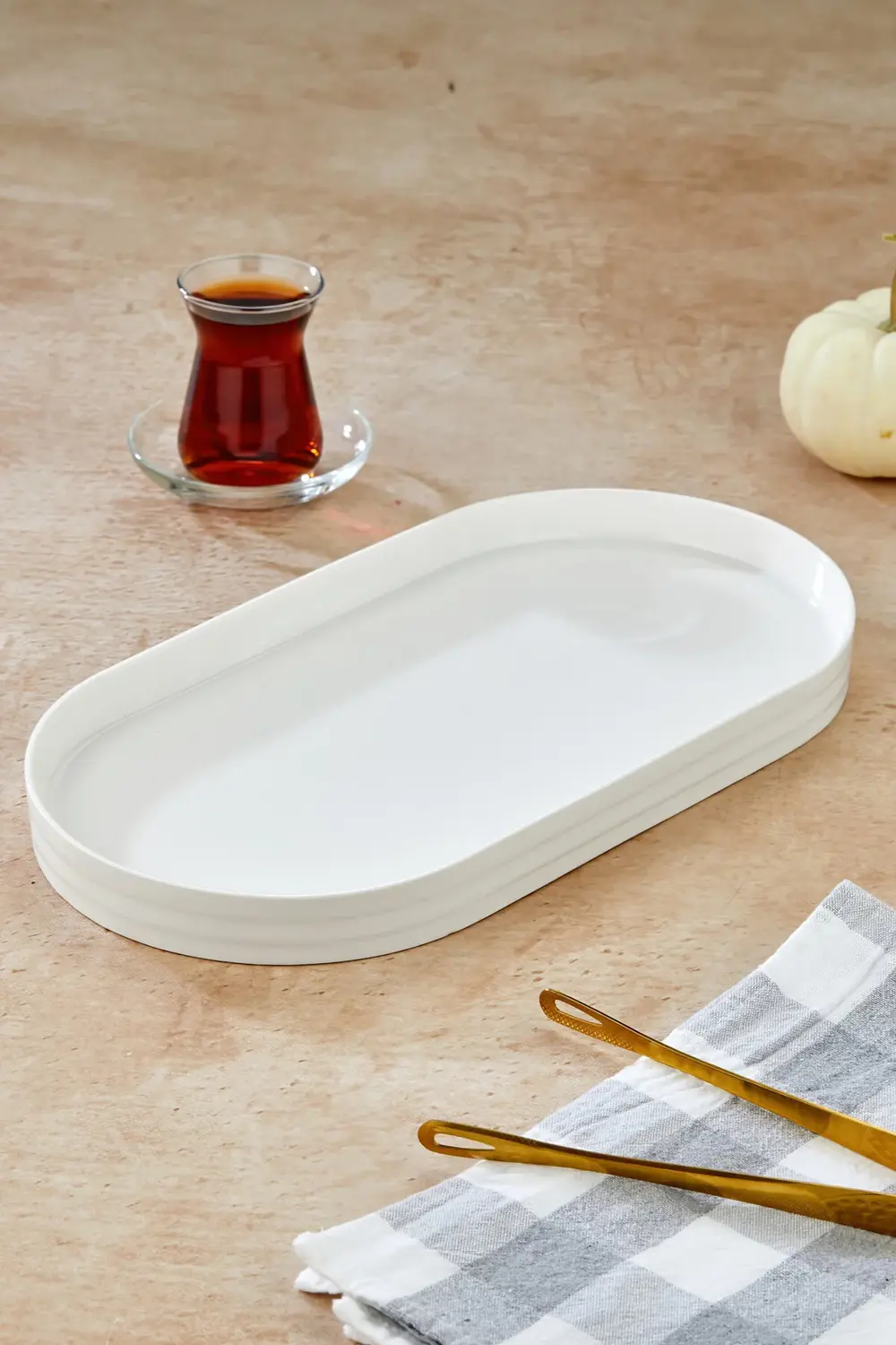 Kahvaltı ve Sunum İçin Porselen Servis Tabağı 36,5x19 cm