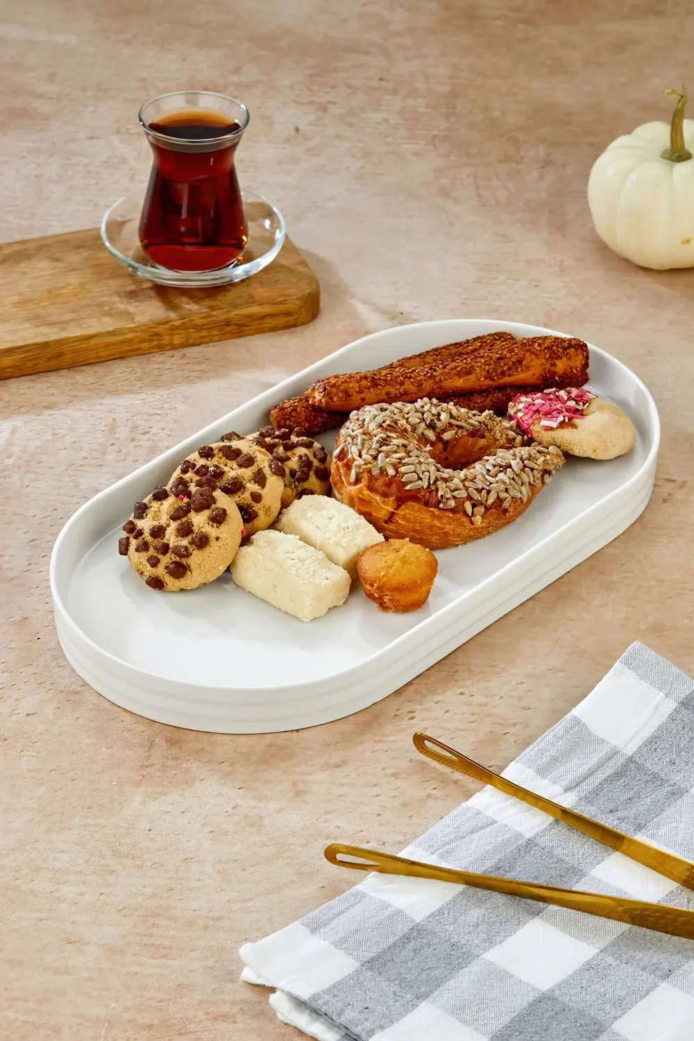 Kahvaltı ve Sunum İçin Porselen Servis Tabağı 36,5x19 cm