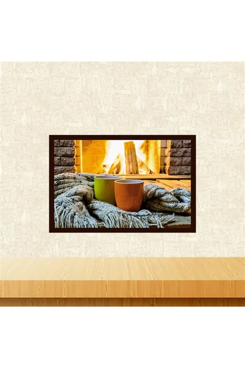 Kahve Battaniye Tasarımlı 20-30 cm Retro Ahşap Tablo Tkfx5942