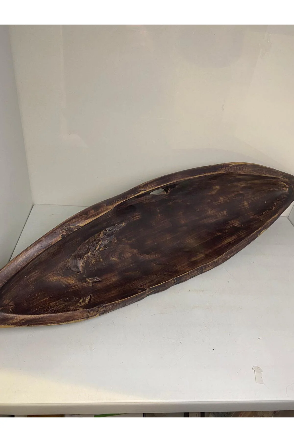Kahve Eskitme Dekoratif Yaprak Tabak 50 cm Kahve Eskitme Dekoratif Yaprak Tabak 50 cm