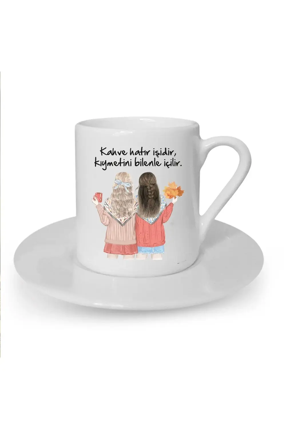 Kahve Hatır Işidir Baskılı Beyaz Türk Kahvesi Fincanı