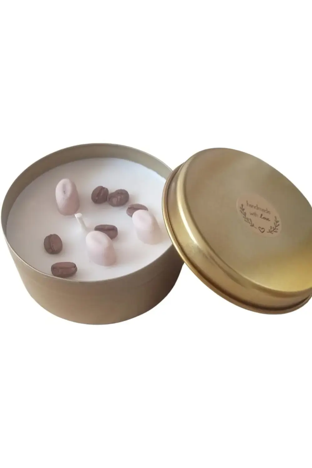 Kahve Kokulu Soya Mum – Çekirdek Detaylı Metal Kutuda – Çiftlerin