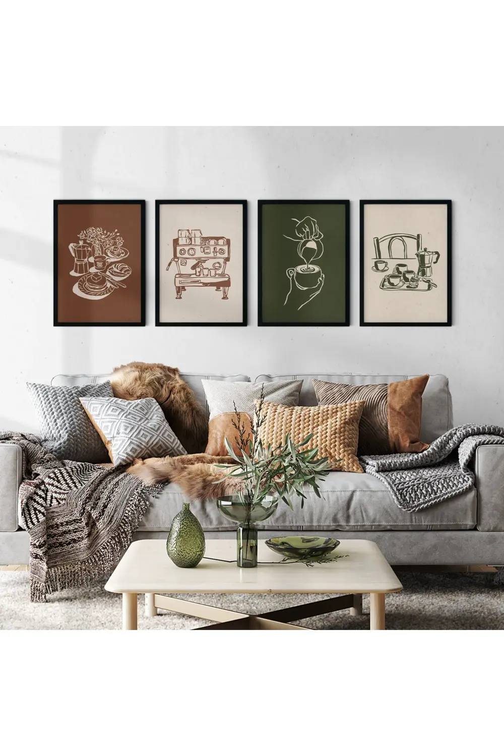 Kahve Köşesi Duvar Dekoru , Çerçeve Görünümlü Modern MDF Tablo 4 