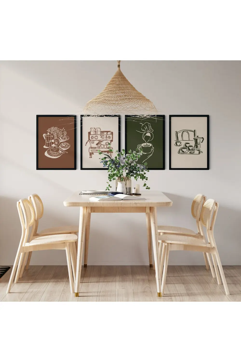 Kahve Köşesi Duvar Dekoru , Çerçeve Görünümlü Modern MDF Tablo 4 