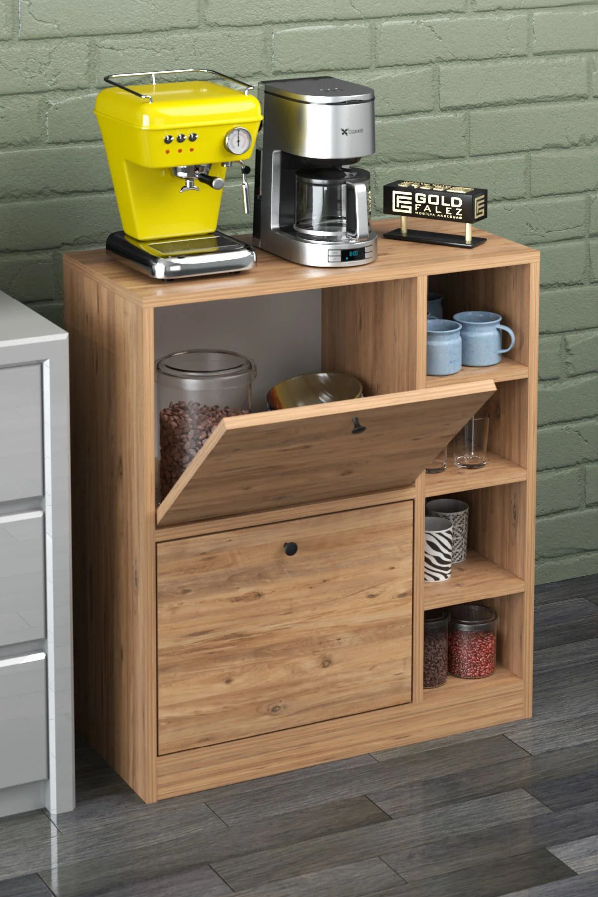 Kahve Köşesi Mutfak Rafı Çok Amaçlı Dolap Mutfak Stand Mutfak Ban