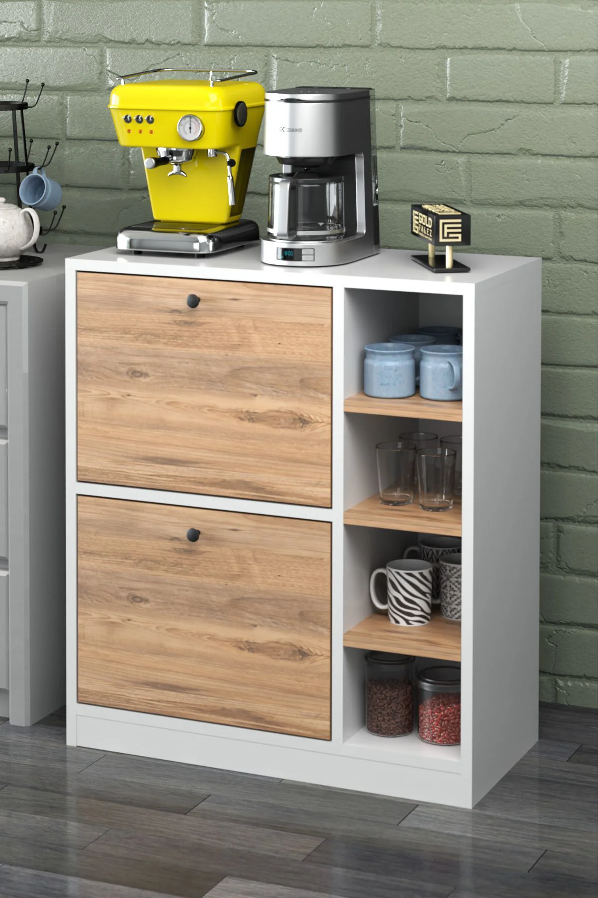 Kahve Köşesi Mutfak Rafı Çok Amaçlı Dolap Mutfak Stand Mutfak Ban