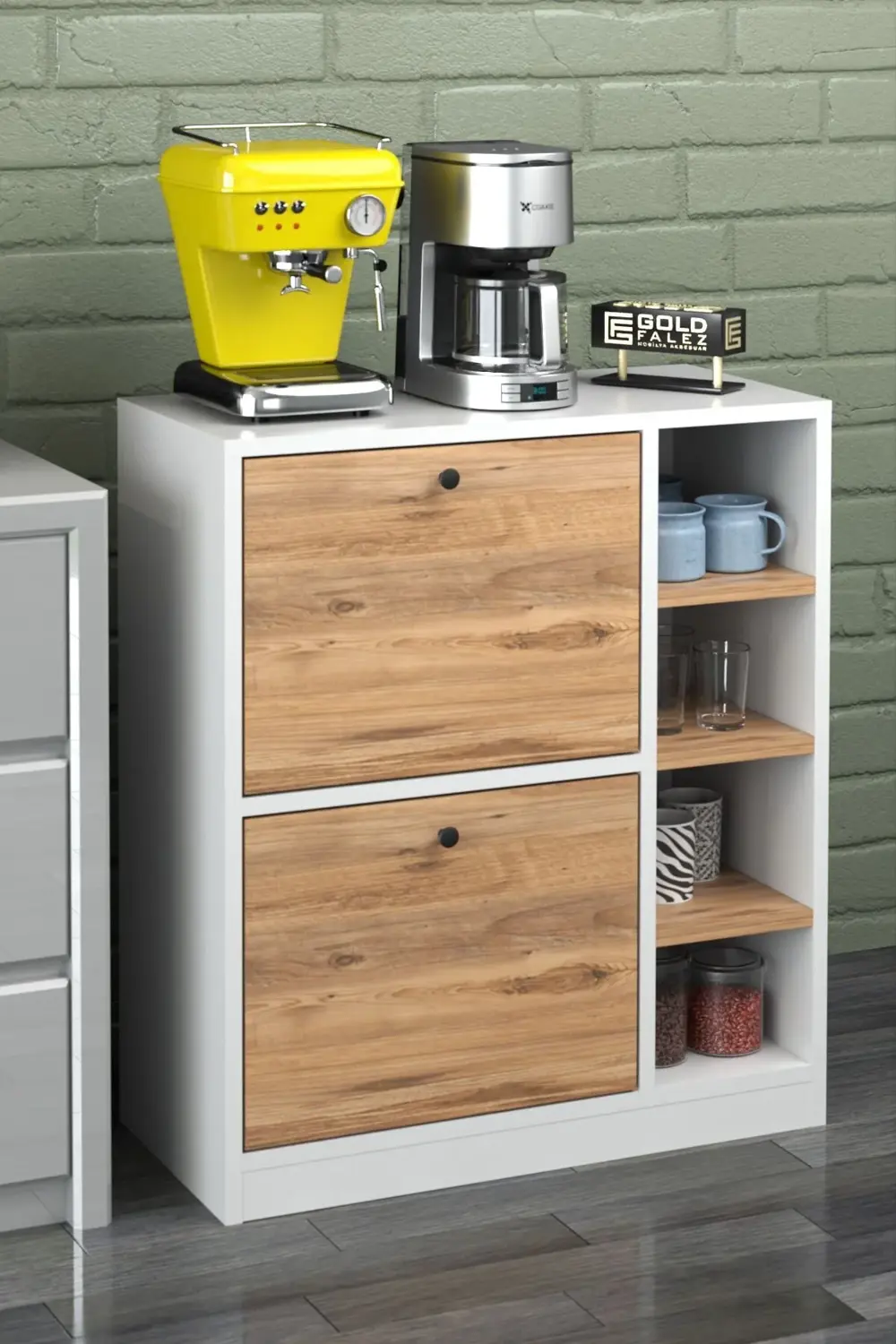 Kahve Köşesi Mutfak Rafı Çok Amaçlı Dolap Mutfak Stand Mutfak Ban