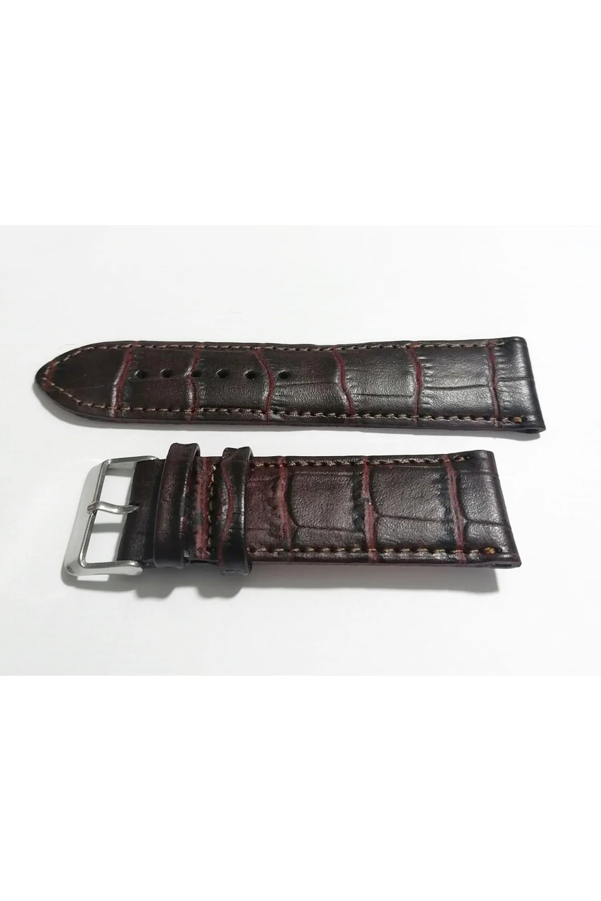 KAHVE  KROKO  DERİ  SAAT KORDONU 24 MM  HAKİKİ DERİ KAYIŞ(145)