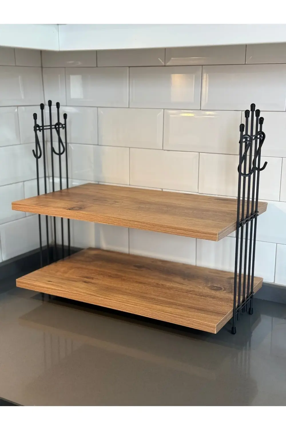 Kahve Makinesi Çam Rafı Tezgah Üstü Kahve Köşesi Rafı Mutfak Rafı