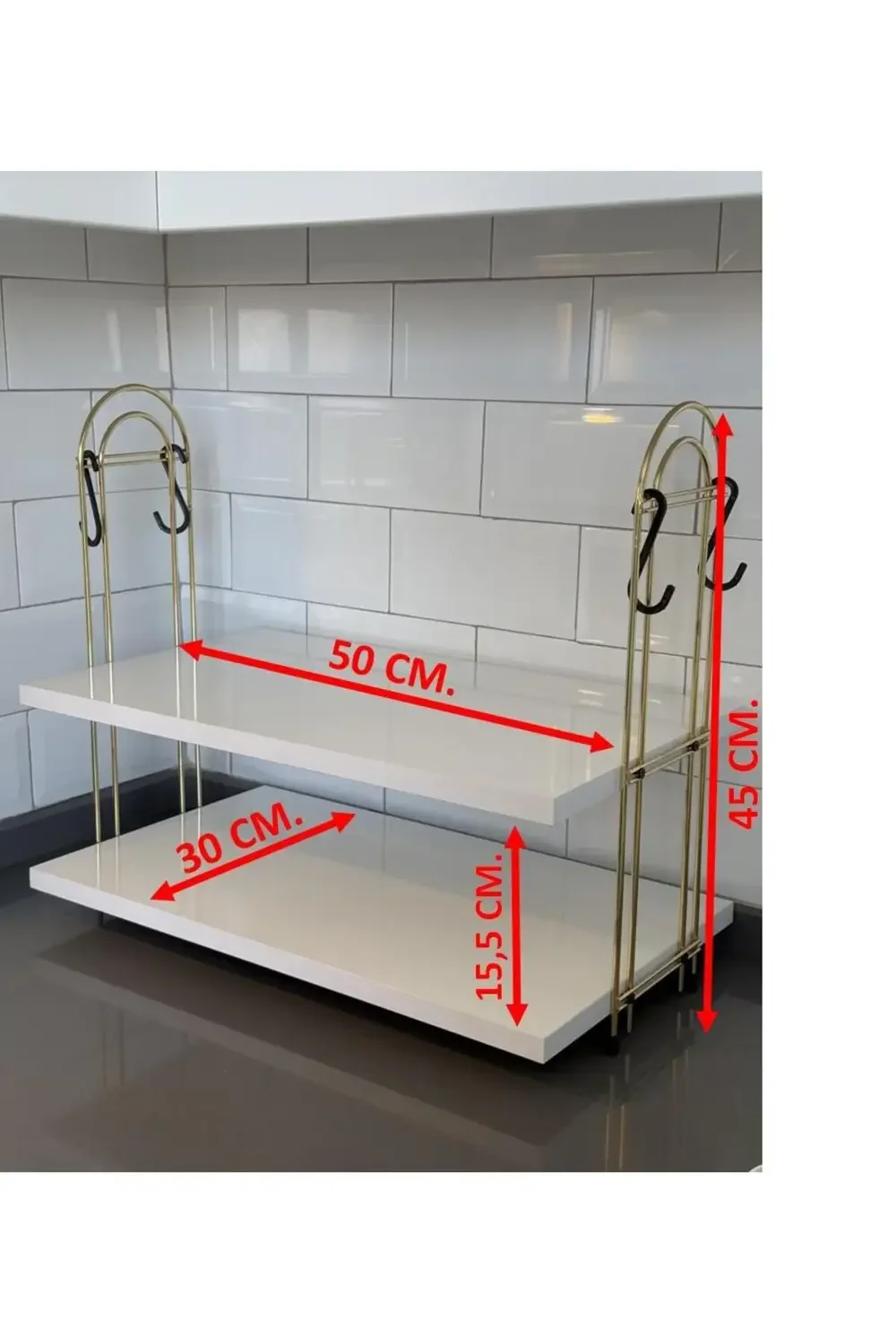Kahve Makinesi Rafı OVAL Tezgah Üstü Kahve Köşesi Rafı Mutfak Raf