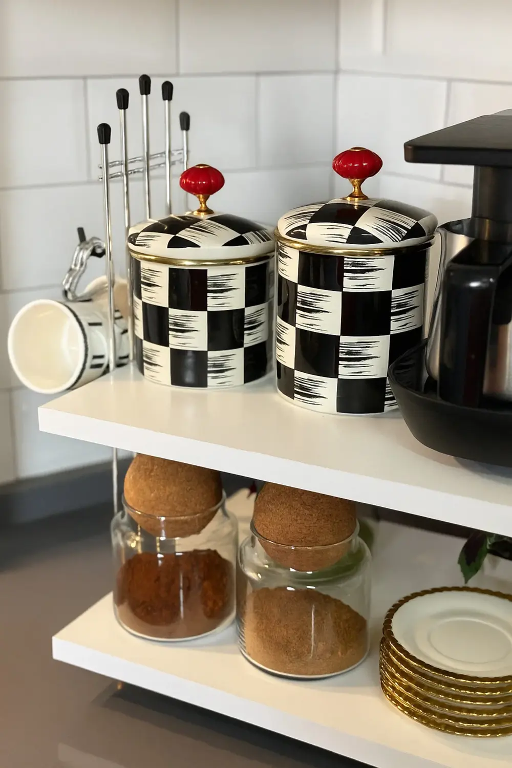 Kahve Makinesi Rafı KROM BEYAZ Tezgah Üstü Kahve Köşesi Rafı Mutf