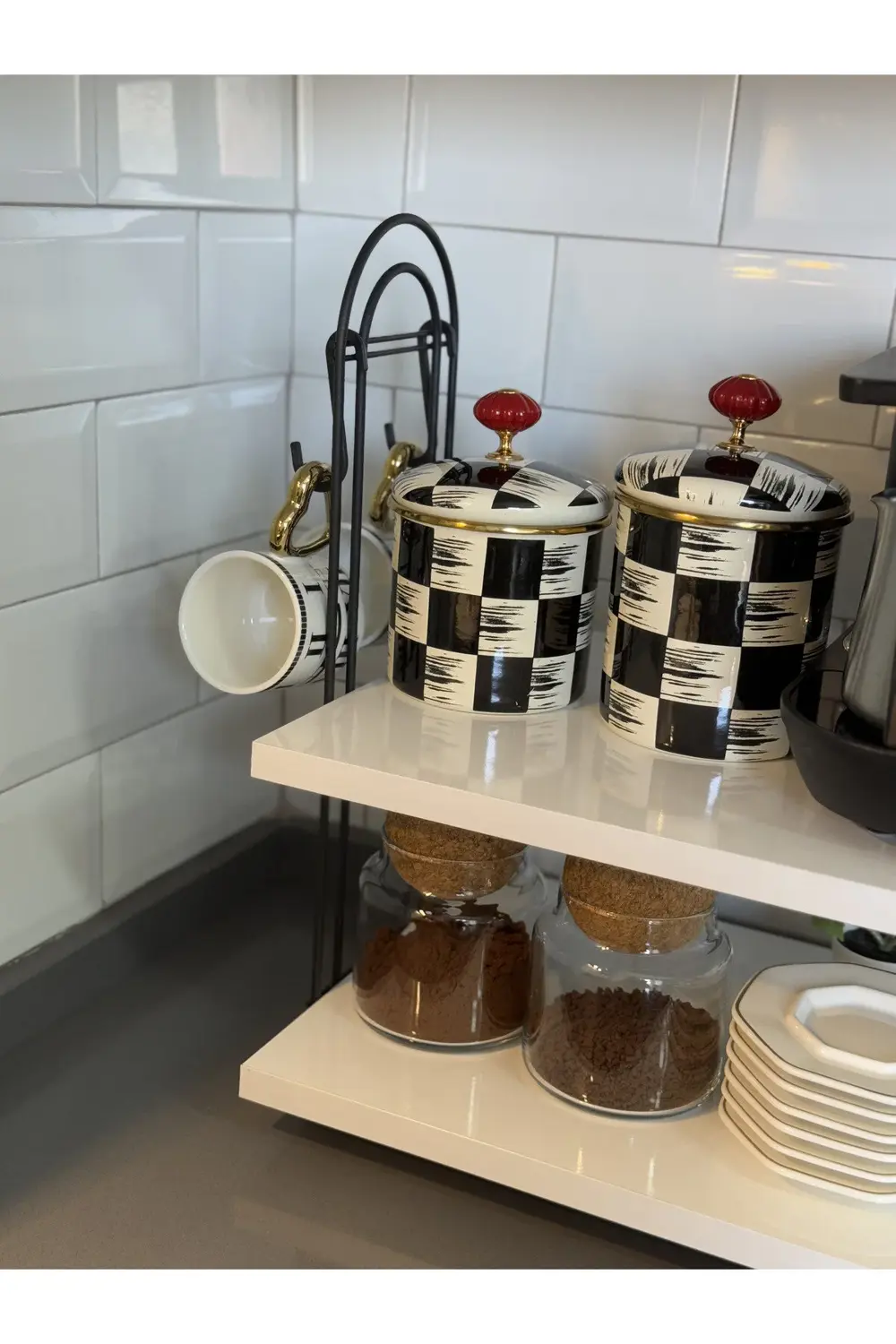 Kahve Makinesi Rafı OVAL Tezgah Üstü Kahve Köşesi Rafı Mutfak Raf