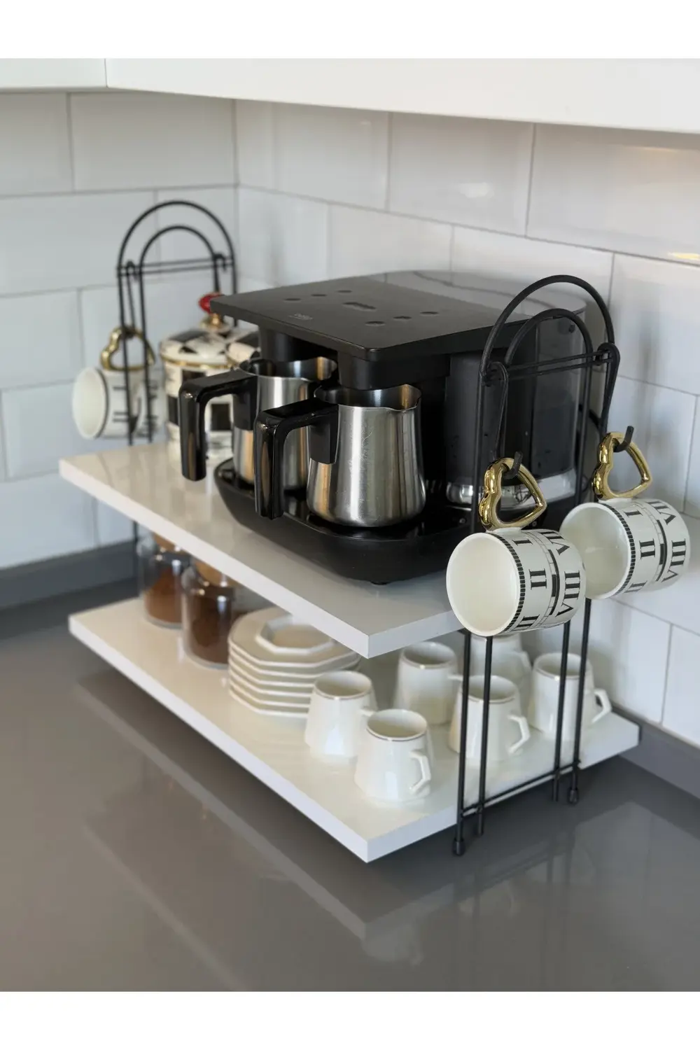 Kahve Makinesi Rafı OVAL Tezgah Üstü Kahve Köşesi Rafı Mutfak Raf