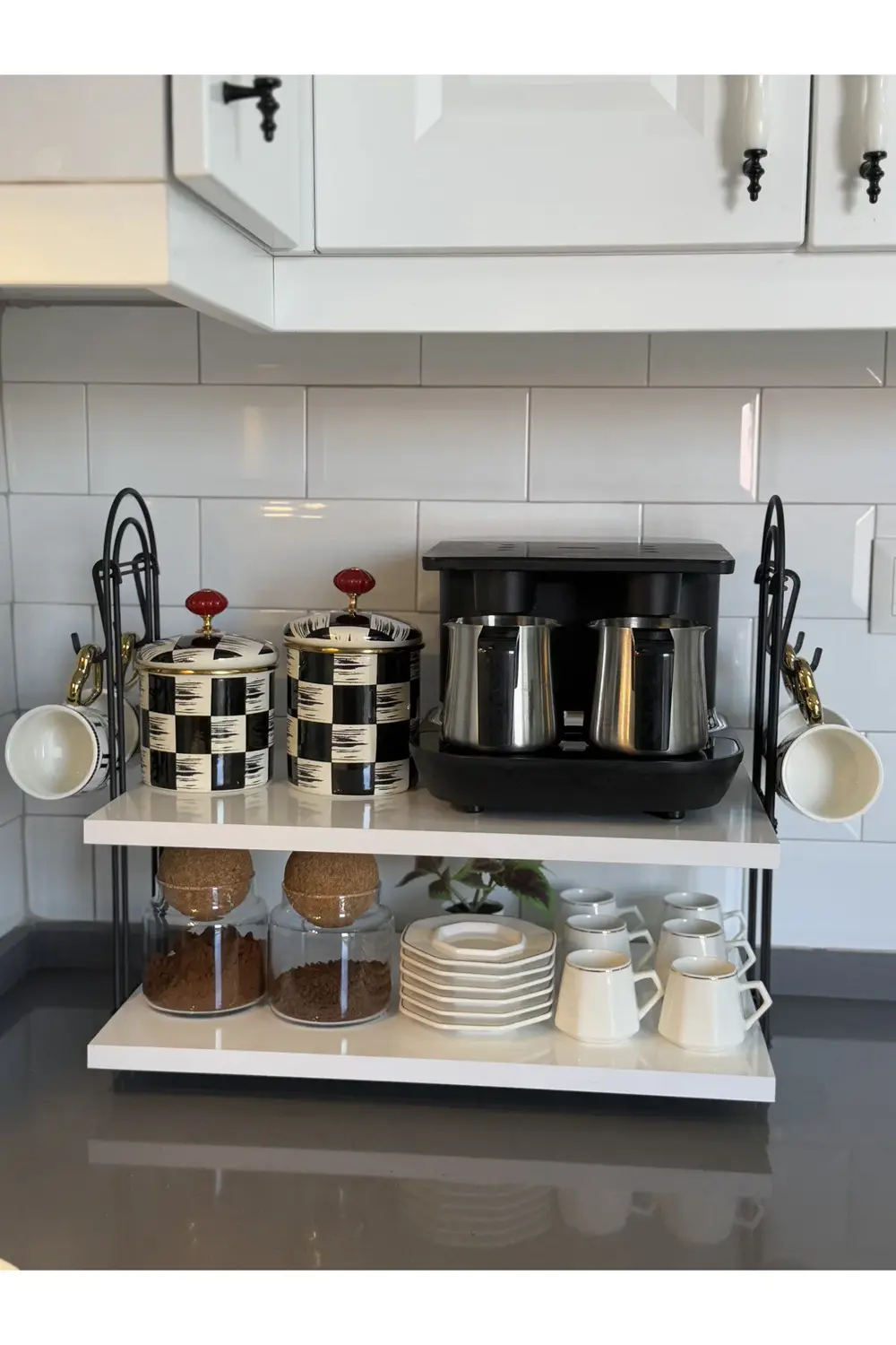 Kahve Makinesi Rafı OVAL Tezgah Üstü Kahve Köşesi Rafı Mutfak Raf