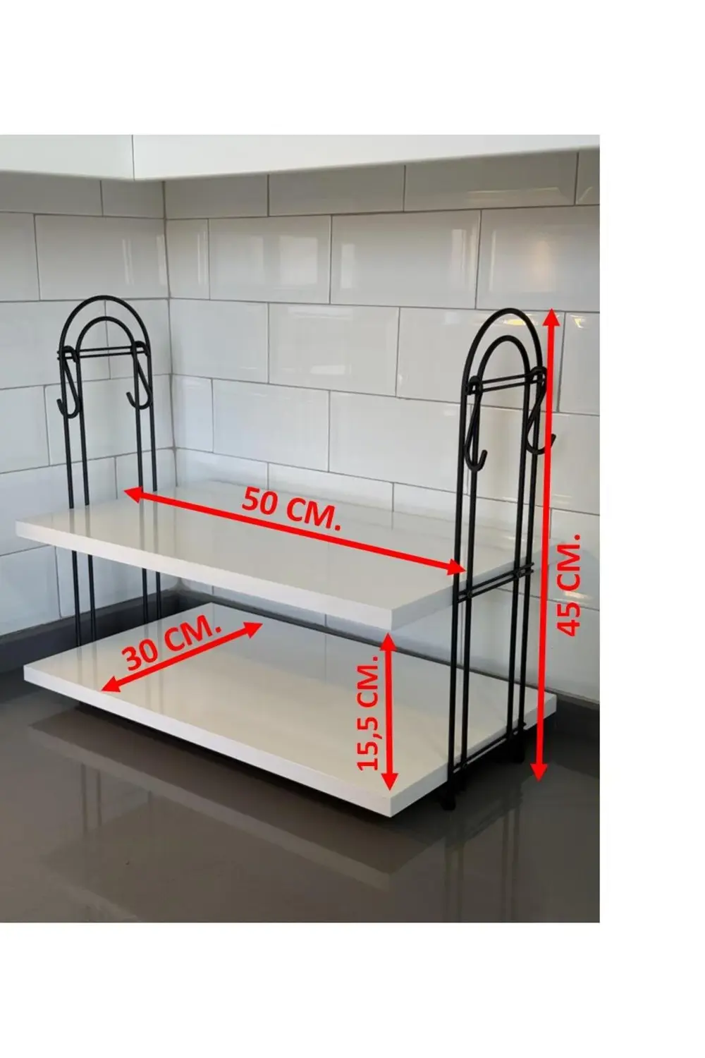 Kahve Makinesi Rafı OVAL Tezgah Üstü Kahve Köşesi Rafı Mutfak Raf