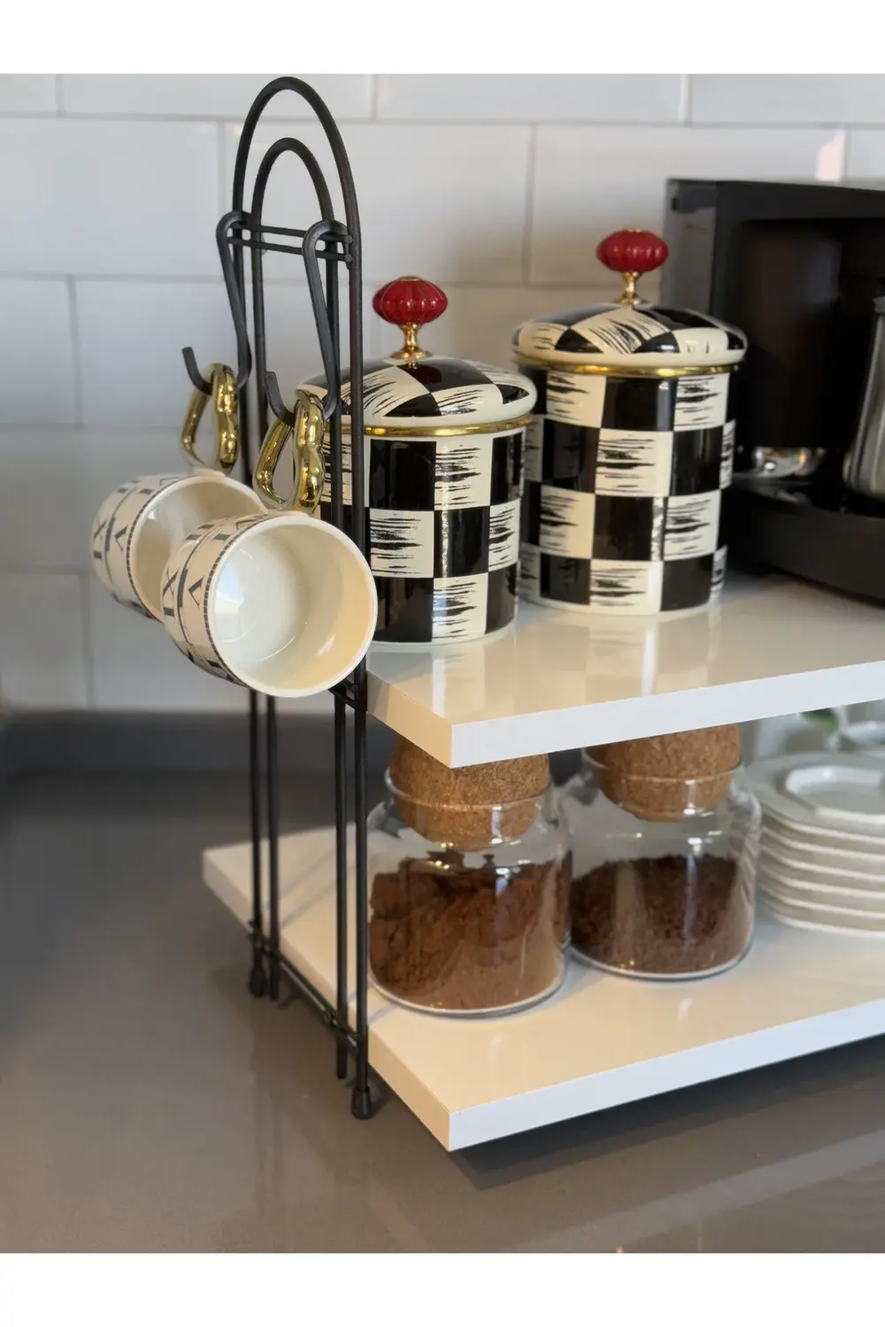 Kahve Makinesi Rafı OVAL Tezgah Üstü Kahve Köşesi Rafı Mutfak Raf