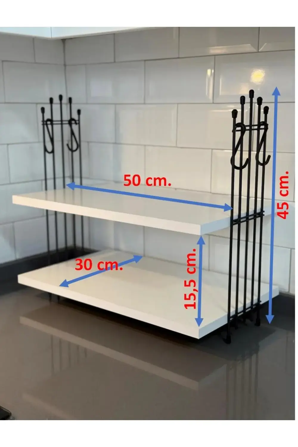 Kahve Makinesi Rafı Tezgah Üstü Kahve Köşesi Rafı Mutfak Rafı İki