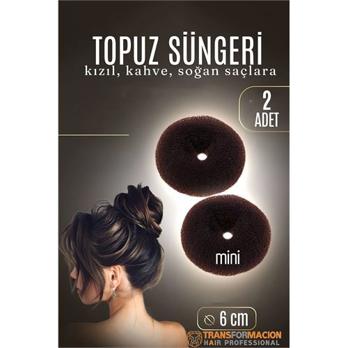 KAHVE Mini Saç Topuz Süngeri 2 ADET 6 CM Çap 2.5 cm Kalınlık KAHVE Mini Saç Topuz Süngeri 2 ADET 6 CM Çap 2.5 cm Kalınlık