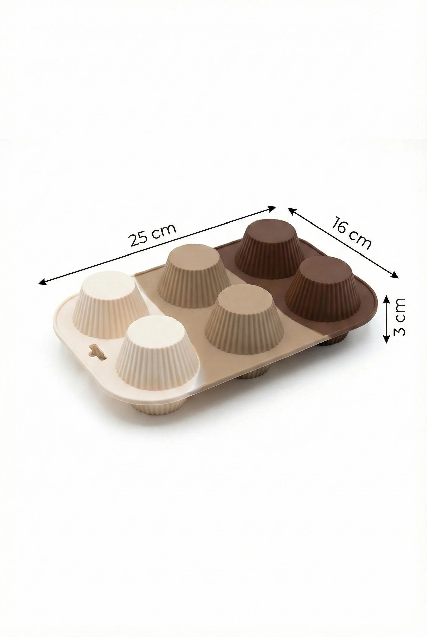Kahve Rengi 6’lı Silikon Kek Ve Çikolata Kalıbı &amp; Muffin Kabı Pişirme Gereci 16x25 cm