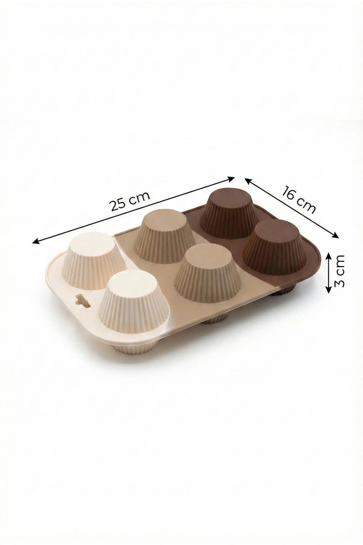 Kahve Rengi 6’lı Silikon Kek Ve Çikolata Kalıbı & Muffin Kabı Pişirme Gereci 16x25 cm Kahve Rengi 6’lı Silikon Kek Ve Çikolata Kalıbı & Muffin Kabı Pişirme Gereci 16x25 cm - Görsel 3