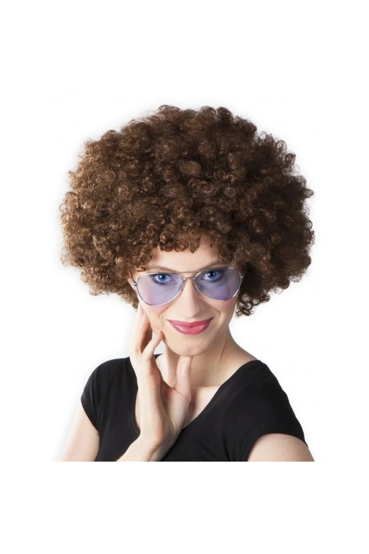Kahve Renk Kıvırcık Afro Bonus Peruk Kahve Renk Kıvırcık Afro Bonus Peruk
