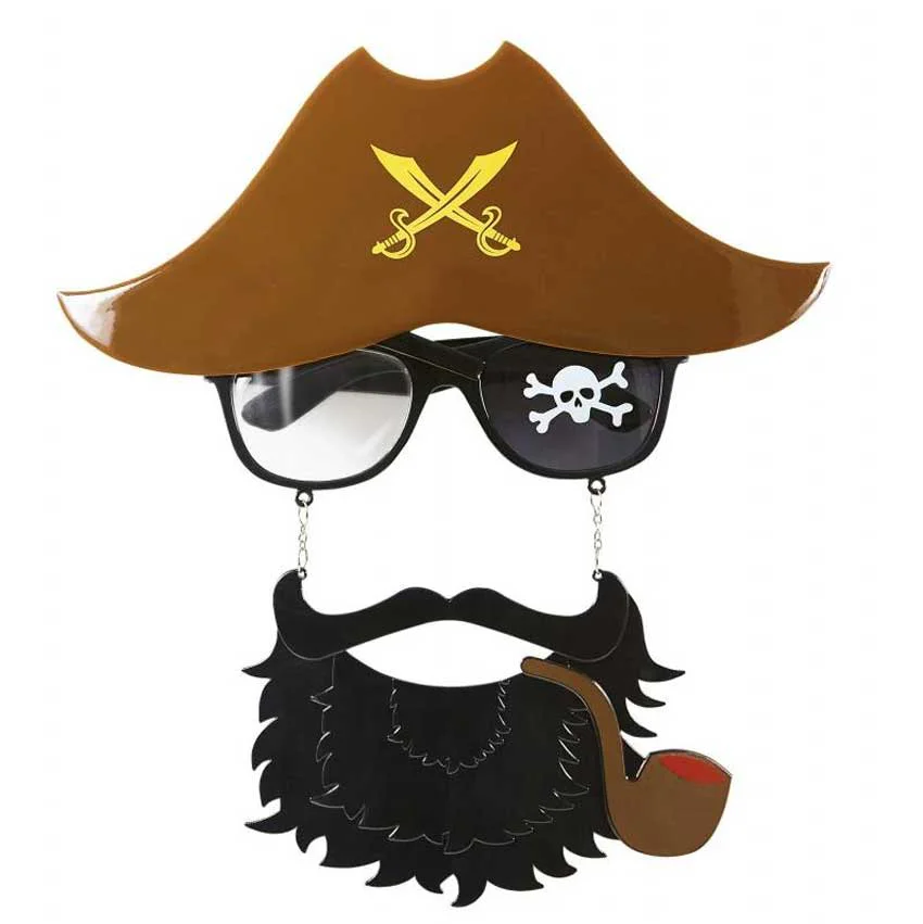 Kahve Renk Şapkalı Siyah Sakallı Pipolu Jack Sparrow Denizci Kors Kahve Renk Şapkalı Siyah Sakallı Pipolu Jack Sparrow Denizci Kors