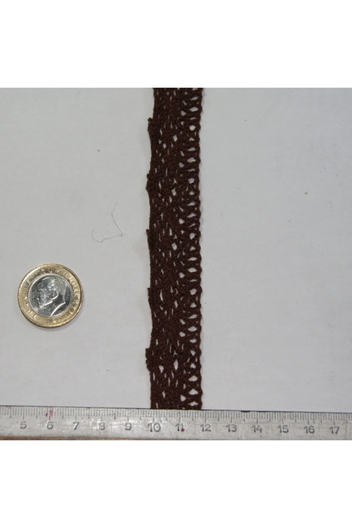 Kahve Renkli Pamuklu Dantel 22 mm