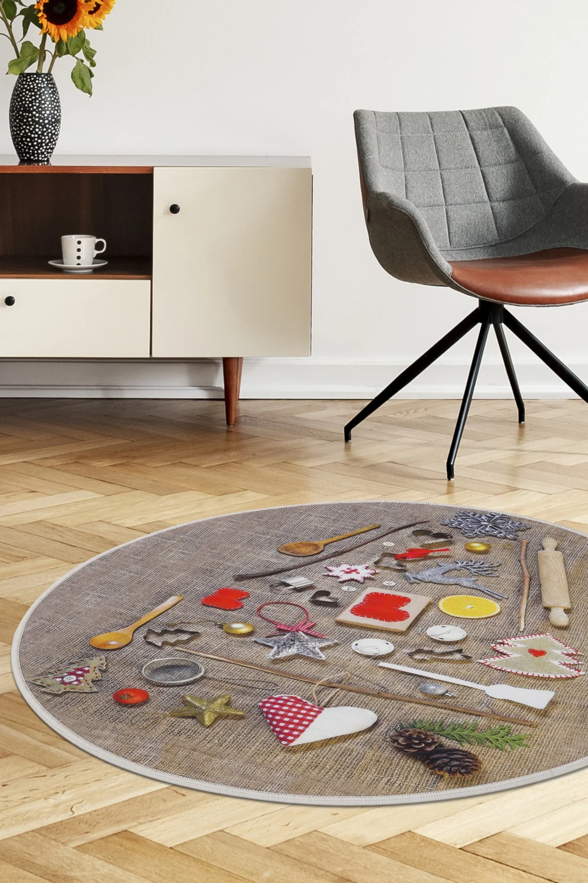 Kahve Saçaksız Dijital Yuvarlak Halı Yıkanabilir Banyo Paspası 80x80 Kahve Saçaksız Dijital Yuvarlak Halı Yıkanabilir Banyo Paspası 80x80