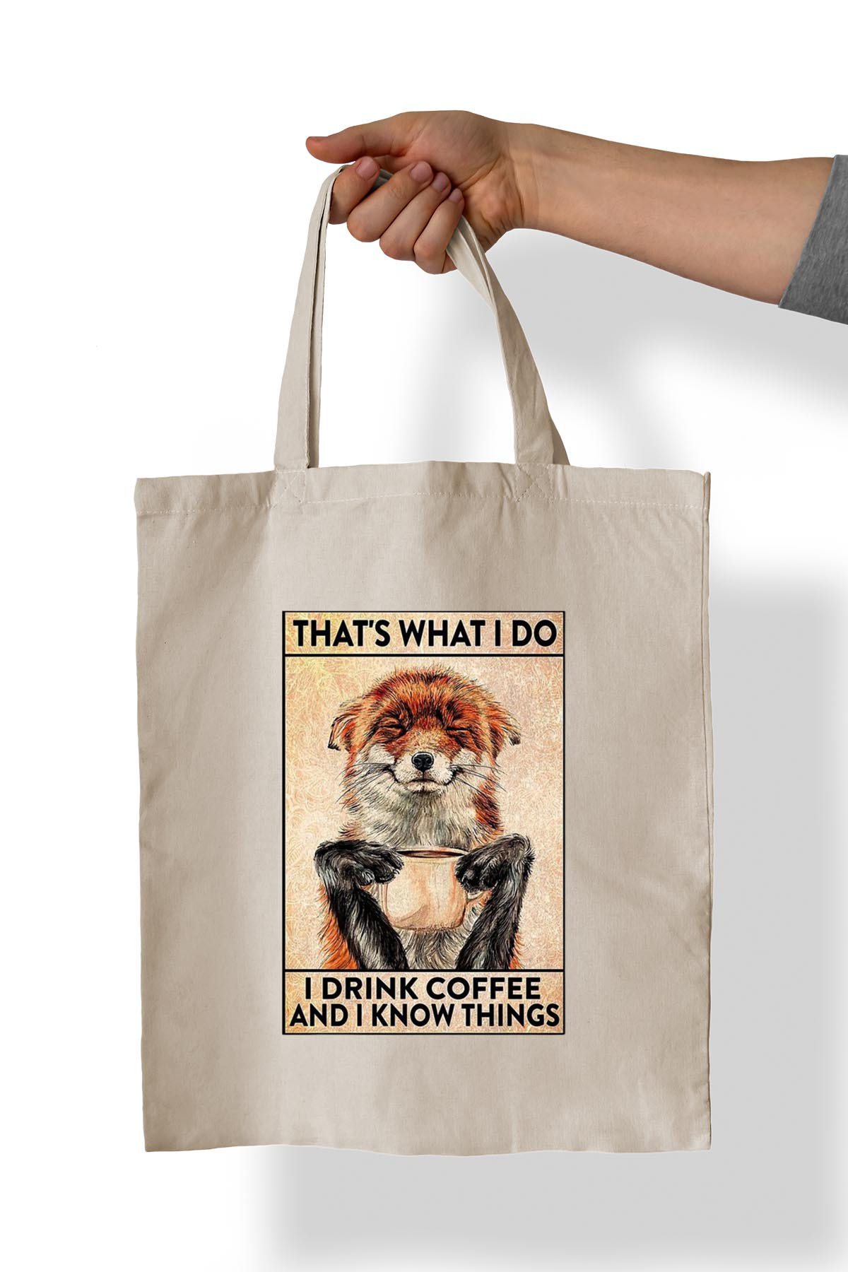 Remonz Kahve Tilki Baskılı %100 Pamuk 35X38 Cm Bez Çanta