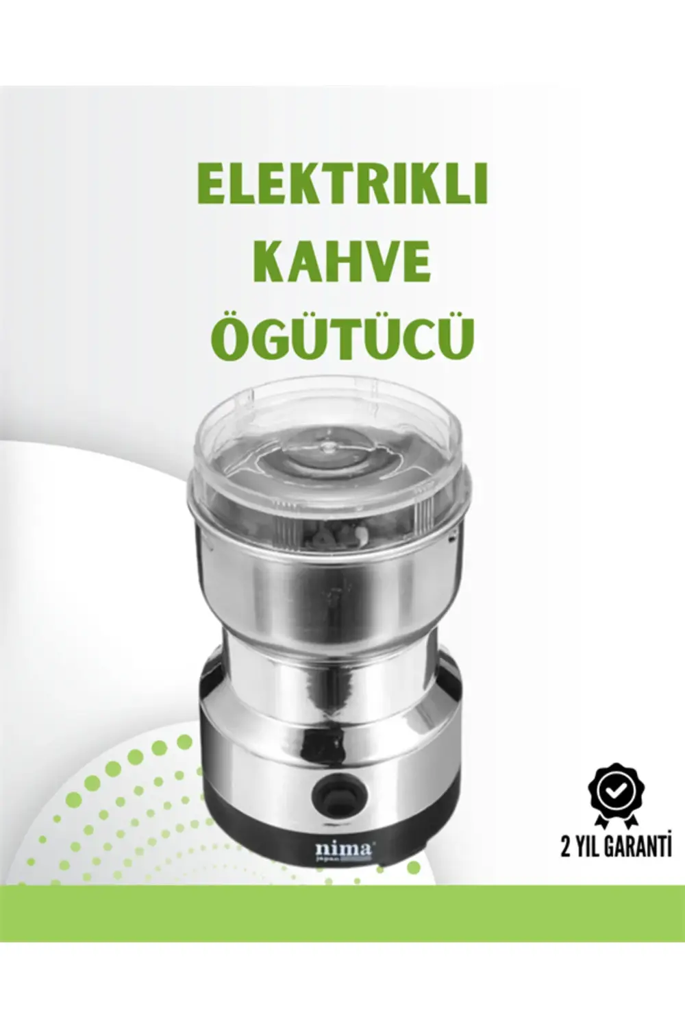 Kahve ve Baharat Değirmeni | Kompakt, Hafif, Hızlı Öğütme, Şeffaf