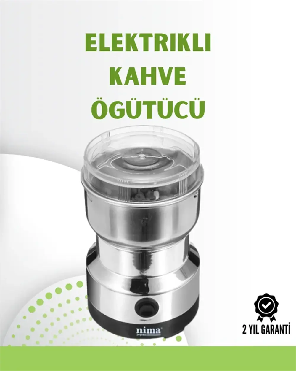 Kahve ve Baharat Değirmeni | Kompakt, Hafif, Hızlı Öğütme, Şeffaf