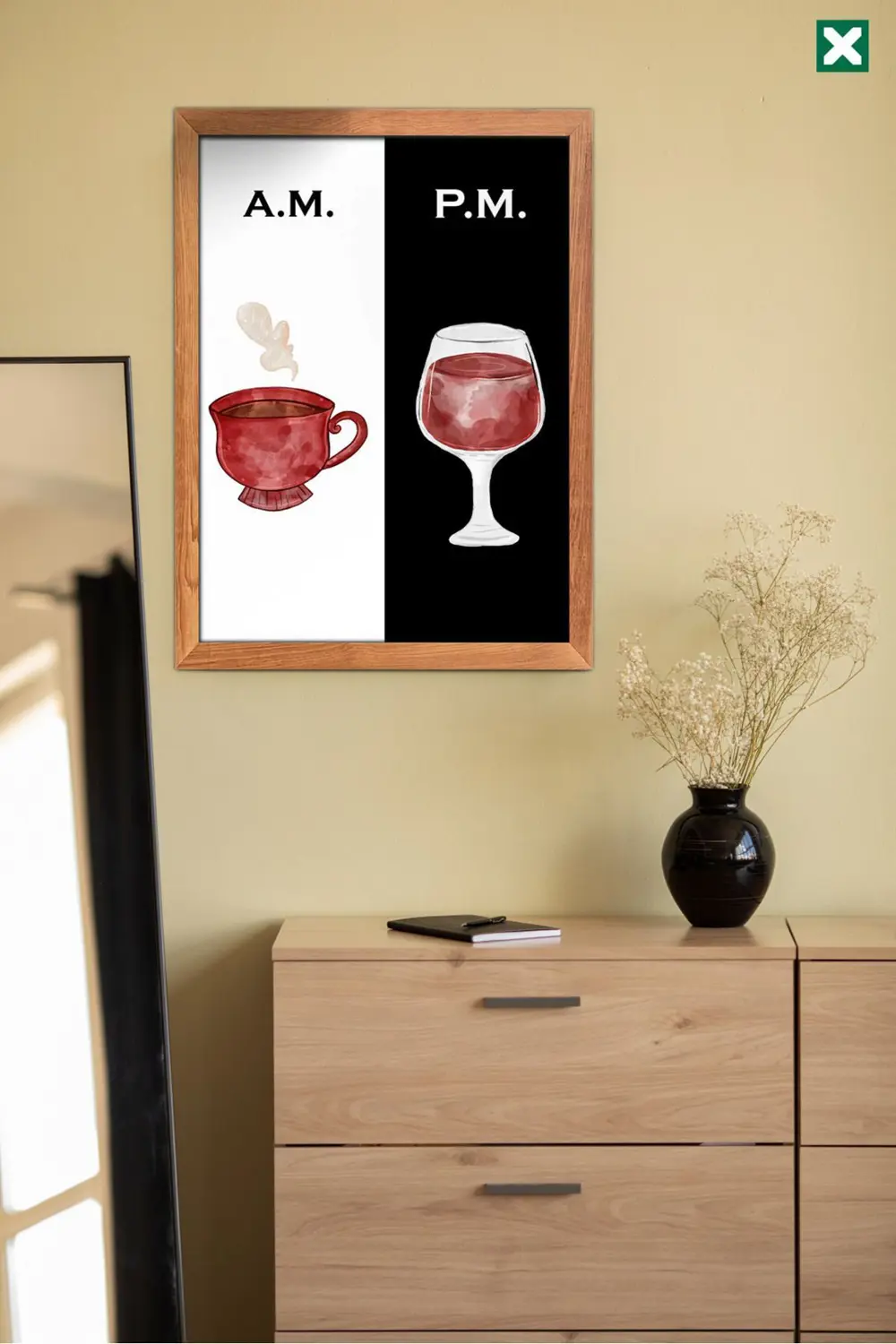 Kahve & Wine Time 3’lü Set , Çerçeve Görünümlü Modern Mdf Tablo