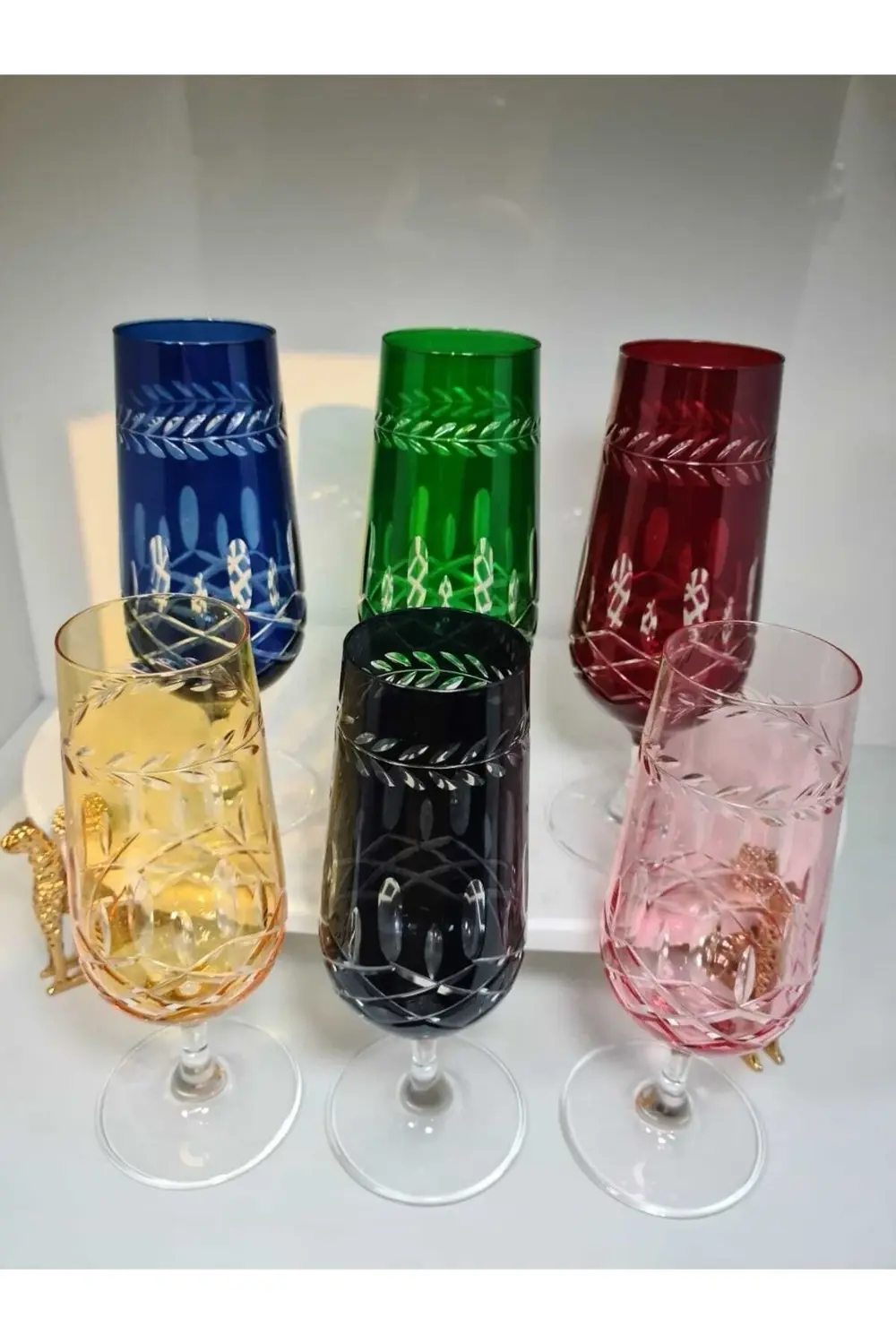 Kahve Yanı Yaprak Venedik Modeli Ayaklı Kadeh Bardak