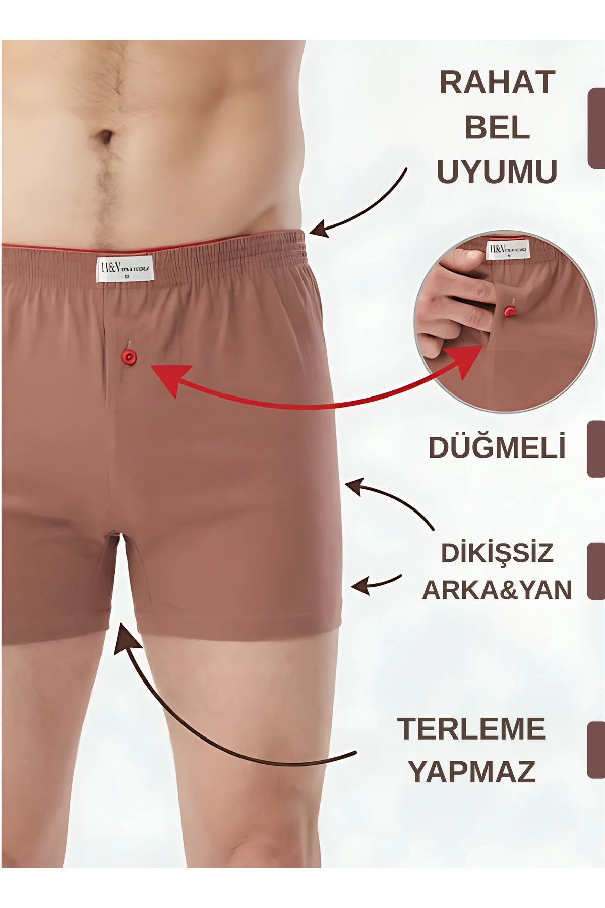 KAHVERENGİ %100 PAMUK HAVLUBEL BOXER