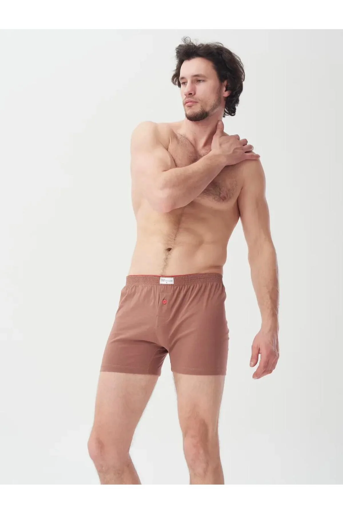 KAHVERENGİ %100 PAMUK HAVLUBEL BOXER