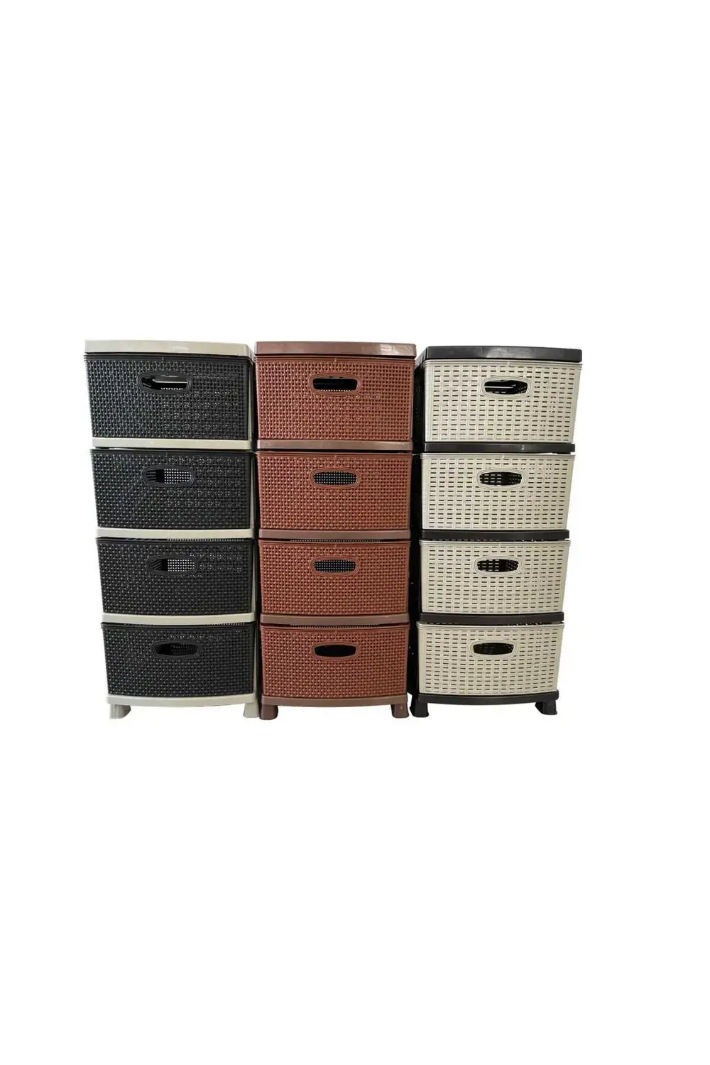 Kahverengi Büyük Boy Plastik Komidin Çekmeceli 4 Katlı Sebzelik K