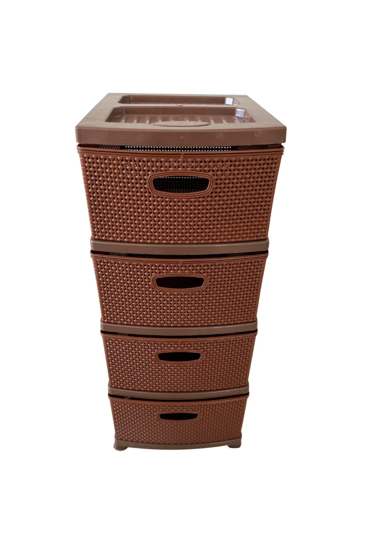 Kahverengi Büyük Boy Plastik Komidin Çekmeceli 4 Katlı Sebzelik K